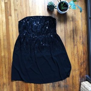 Lane Bryant Black Sequined Strapless Dress